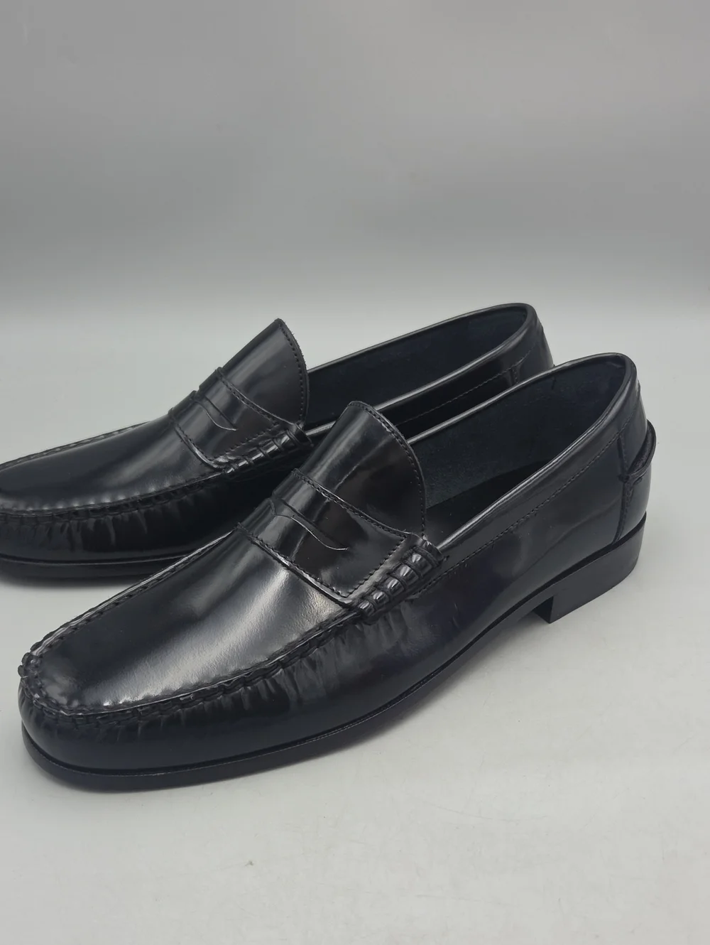 Mens Florsheim Berkley Moc Toe Penny Loafers Black Leather Size 10.5 D